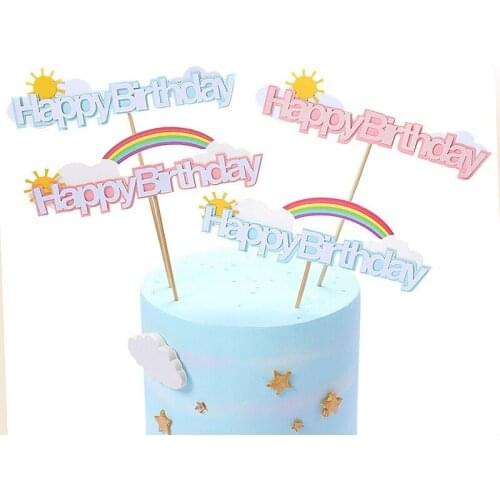 Rainbow shape happy birthday cake top hat children like cake decoration wedding party dessert decoration supplies