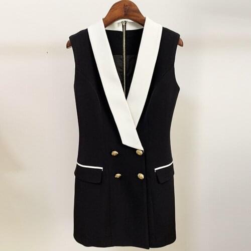 2021 Spring Star Women Jackets Back Zipper Fashion Clothing Double-Breasted Suit Shwal Collar Sleeveless Clothes Female Coats