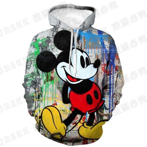 Funny Mickey Mouse Hoodies Men Women Children Anime Sweatshirts Cool 3D Print Pullover Boy Girl Kids Fashion Casual Clothing