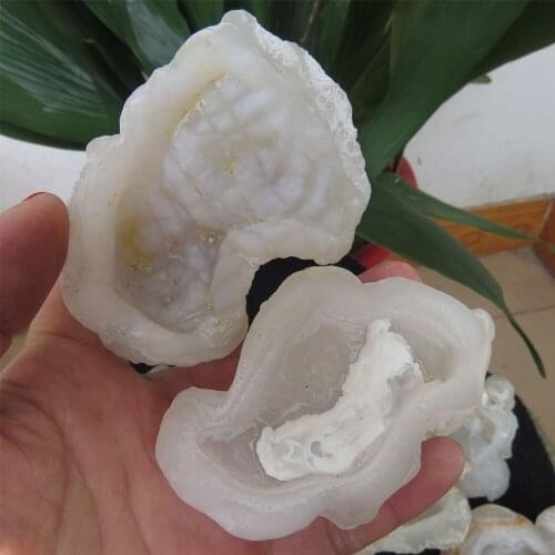 1pc/lot) 30~110g 100% Natural White Agate Fishbowl Fish Tank Slice Geode Mineral Specimens Reiki Healing Stones & Minerals