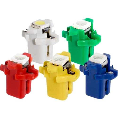 10pcs T5 B8.3D 5050 Led 1 SMD T5 Lamps Car Gauge Speedo Dash Bulb Dashboard instrument Light 12V blue red green white yellow 10X