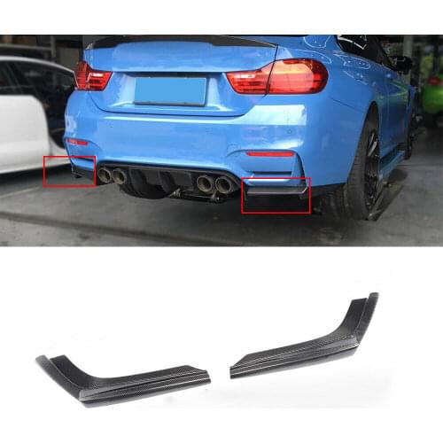 2PCS VRS Style V Type Extension Carbon Fiber Rear Bumper Diffuser Lip Cover Bodykit Fit For BMW F80 M3 F82 M4 2015-2019 16 17 18