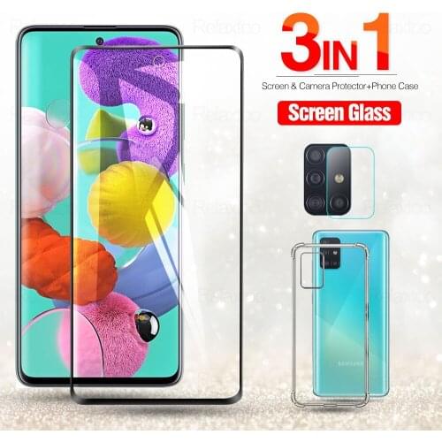 3-in-1 Camera Tempered Glass+Cases For Samsung Galaxy A51 Screen Protector For Samsung Galaxy A71 A51 Full cover Glass Film