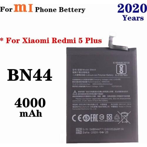 4000mAh BN44 Battery For Xiaomi Redmi 5 Plus Mobile Phone Battery High Capacity Replacement Bateria Batteries