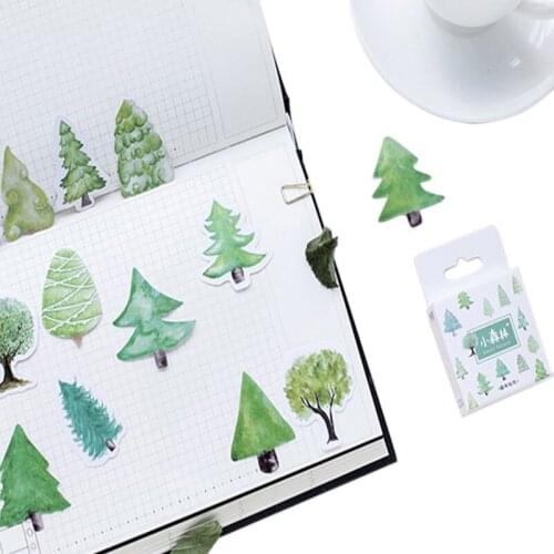 46pcs/lot Green Fresh Small Forest Trees Stickers Personal DIY Diary Album Scrapbooking Paper Stickers School Office Kid Gifts