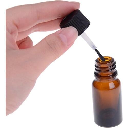 5/10ml Brown Brush Bottle Nail Polish Holder Nail Polish Storage Glass Empty Nail Polish Gel Bottle Containers