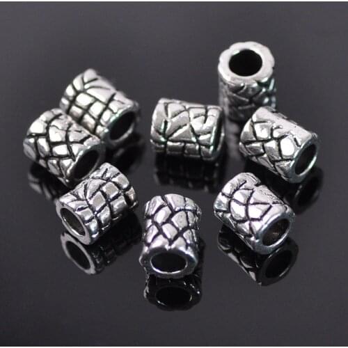 50pcs Tibetan Silver Color 6x7mm Metal Tube Shape Loose Spacer Beads lot for Jewelry Making DIY Crafts Findings - 56
