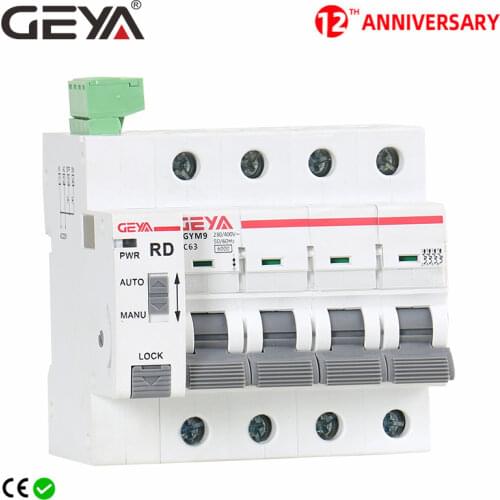 GEYA Din Rail GYM9 4P MCB with Autoreclose Device Automatic Reset Circuit Breaker Smart Home 63A MCB Auto Recloser