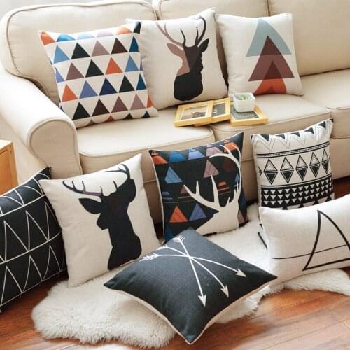 Decorative Throw Pillow Case Cover Animals Geometry Elephant Polyester Seat Cushion Cover For Sofa Home Capa De Almofadas