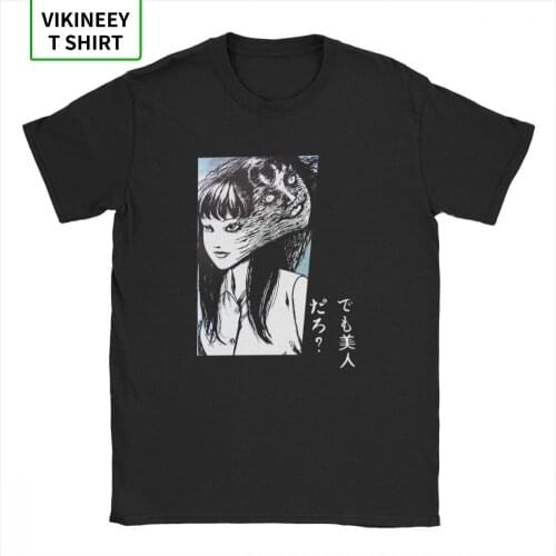 Junji Ito T-Shirt for Men Cotton Fabric T Shirt Tomie Japanese Kago Manga Horror Tomie Short Sleeve Tee Shirt Plus Size Tops