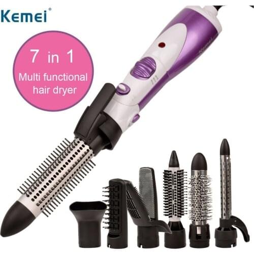 Kemei KM-585 7IN1 Hair Dryers Multifunction Curl Hair Curler Portable Hot and Cold Curler Wand Straightener Iron Styling Tool