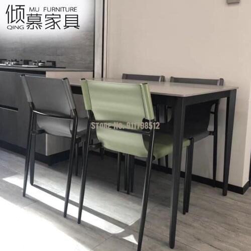 Chair simple wrought iron net red desk chair household leather chair back with makeup dressing saddle chair nordic light luxury