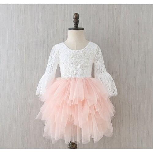 Princess Eyelash Lace Flowers Embroidery Baby Girls Dresse Party Wedding Kids Dresses For Girls childrens clothes[Yelaumoky]