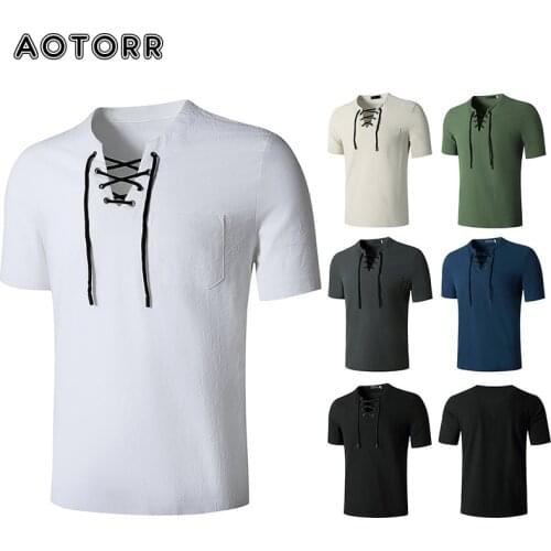 Mens Clothes Summer T-shirts Solid V-neck Shirt Casual Streetwear Puttee Tees Harajuku T Shirt Male Sweatshirts Tops 6 Colors