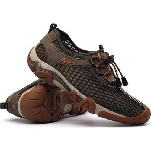 Solid Color Men Mesh Fabric Aqua Shoes Outdoor Mountaineer Swimming Fishing Breathable Upstream Beach Water Shoes Sneakers