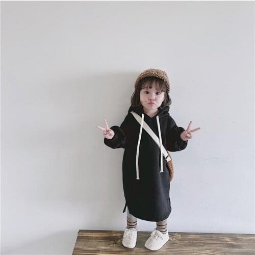 Autumn Fashion Girls Long Sleeve Pullover Hoodies Dress Outfits Winter Kids Warm Cotton Casual Clothes Tops Sweatshirts