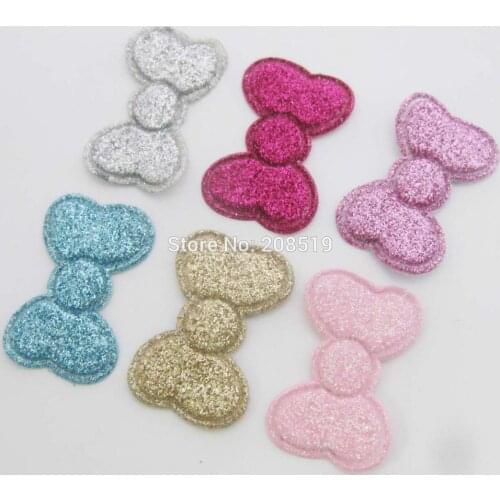PA0072 sew on Glitter felt patches for clothes 3cm*2cm bowtie shape 120pcs scrapbooking accessories
