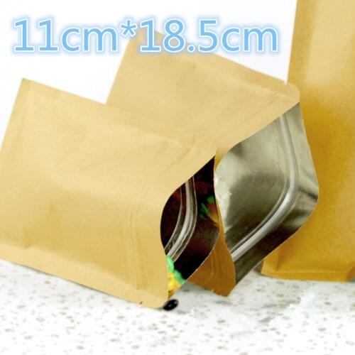 50 Pcs 11*18.5cm (4.3"x7.3") Zip Lock Kraft Paper Aluminum Foil Party Pack Bag Coffee Tea Powder Food Package Valve Zipper Pouch