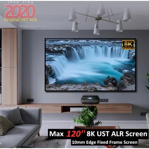 F2PCS Advanced 8K Ceiling Light Rejecting CLR Edge Free Fixed Frame Projector Projection Screen in 16:9 HDTV