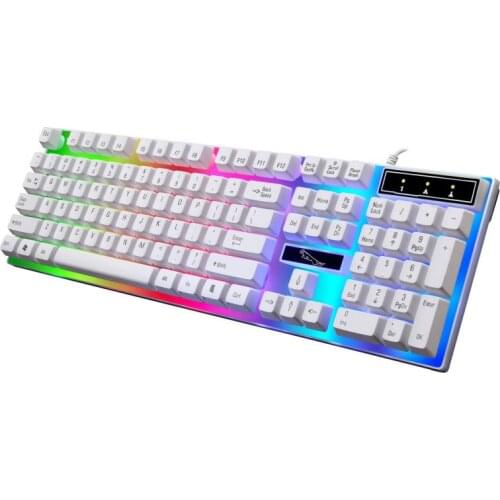 Wired USB Gaming Keyboard Colorful LED Luminous Backlight teclado Gamer Backlit Similiar Mechanical Feel Russian Sticker
