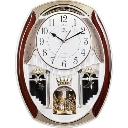 Luxury 3D Wall Clock Gold Retro Clock Wall Silent Large Watches Living Room Decoration Creative Music Time Reporting Pendulum