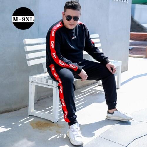 2 Piece Men Tops Sweatpants Black Sports Students Pullover Plus Size 7XL 8XL 9XL Jogger Tracksuits 2021 Sweatshirt Boys Clothes