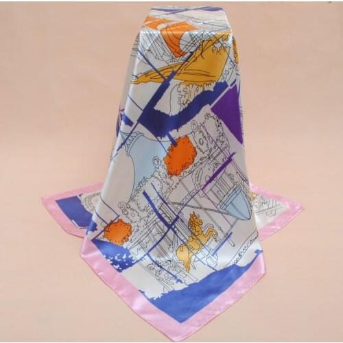 Fal/Win 2020 new Playground print Satin square Hairband hijab cool shawl ladies foulard femme headband hair bufanda mujer shawl