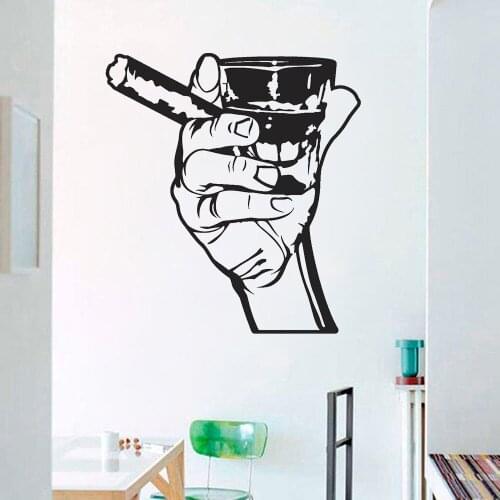 Bar Wall Decal Drink Alcohol Men Bar Whiskey Rum Cigar Relaxation Relax Vinyl Wall Stickers pub Dining Room Decor Mural C119