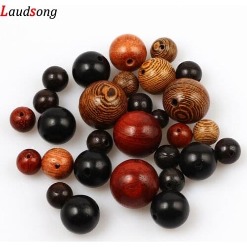 High Quality Rosewood Redwood Wenge Natural Wood Beads 6-15mm Round Loose Beads For Jewelry Making DIY Bracelet Accessories