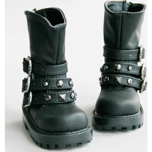 [wamami] 46# Black 1/4 MSD 1/3 SD SD17 DZ70 BJD Dollfie Rivet Synthetic Leather Shoes/Boots