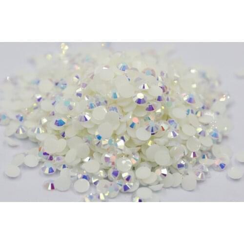 Jelly White AB Color 2~6mm Flatback стразы Resin Non hotfix Rhinestones in Bulk Package Plastic Nail Art Decoration for Garment