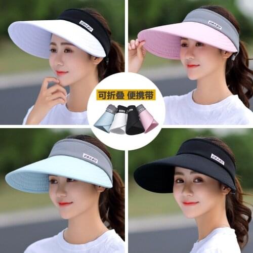 Women summer sun visor wide-brimmed hat beach hat adjustable UV protection female cap packable