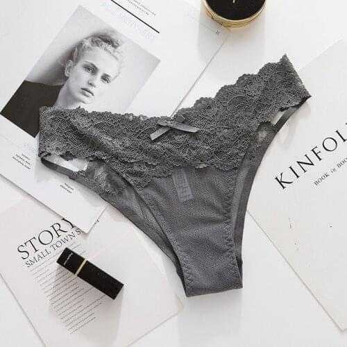 Womens Sexy Lace Panties Bow Transparent Seamless Thong Comfortable Breathable Panties Low Waist Girly Briefs Sexy Panties