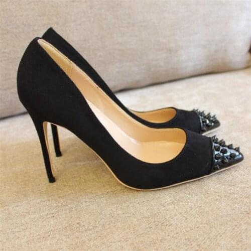 2019 Fashion free shipping women lady black suede leather Poined Toe Stiletto high heel pump HIGH-HEELED SHOES Wedding Shoes