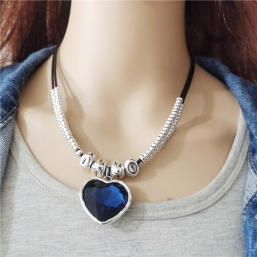 Anslow New Creative Design Vintage Retro Handmade DIY Ocean Heart Short Collar Choker Necklace For Women Friendship LOW0042AN