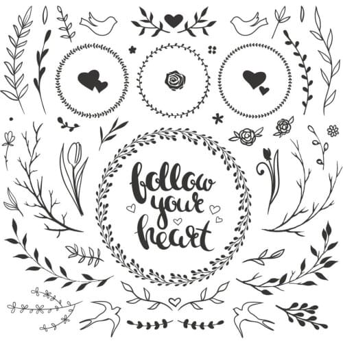 ZhuoAng Cute Bird Leaves Garland Clear Stamps For DIY Scrapbooking/Card Making/Album Decorative Silicone Stamp Crafts