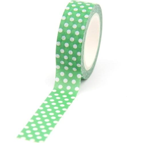 1PC 15mm*10m Christmas White Dot Green Washi Tapes for Scrapbooking Masking Tapes Stationery office supplies designer mask