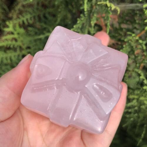 1 pcs Natural Beautiful Rose Quartz Gift Box Healing Carving Rose Quartz Box For Christmas Present