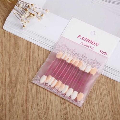 10pcs/set Eyeshadow Brushes Double-ended Sponge Eyeshadow Stick Portable Makeup Brushes Set Eye Nose Shadow Brush Plastic Handle