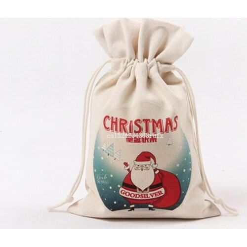 100pcs 14 Styles Claus Santa Deer Storage Bag Drawstring Canvas Santa Sack Rustic Vintage Christmas Gift Bag Wholesale
