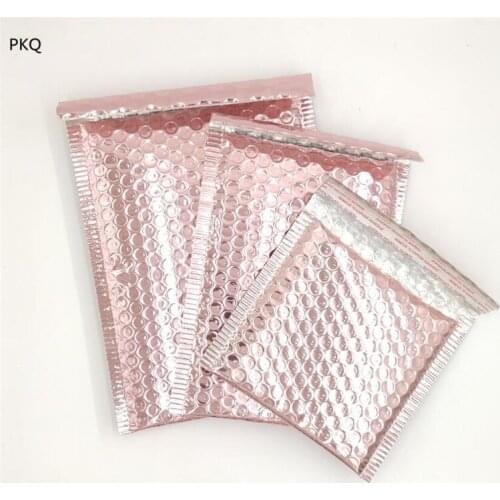 15*13cm/15*20cm/18*23cm Small Rose Gold Bubble Envelope Bag Thickened Aluminum Foil Courier Bag with Bubble Padded Envelope