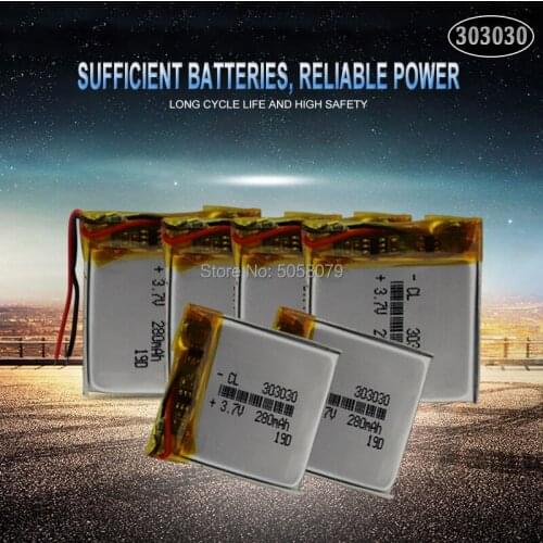 20pc 3.7v 210mAh 303030 Rechargeable Battery For GPS MP4 Camera Power Bank Tablet Electric Toys PAD DVD Lithium Polymer Battery
