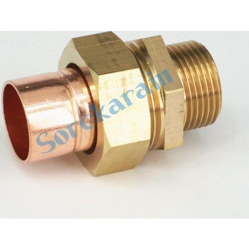 3/4" BSP x 22mm Inner Diameter Brass Male Thread Socket Union to Copper End Feed Pipe Fitting for water gas oil