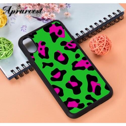 Aprarvest Green Pink Leopard Print Cheetah Spots Silicone Phone Case Cover For iPhone 6 6S 7 8 PLUS X XS XR 11 12 MINI PRO MAX