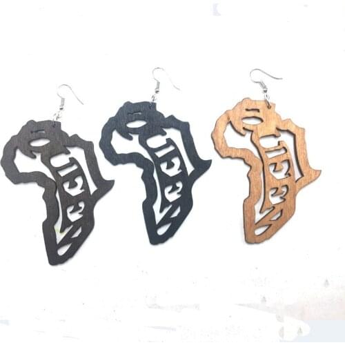 Free shipping Africa Queen Wooden Earrings can mixed 3 colors