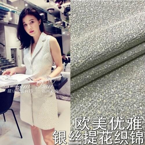 Big custom jacquard fabric silver jacquard brocade clothing fabric / spring and autumn dyed dress fashion fabric