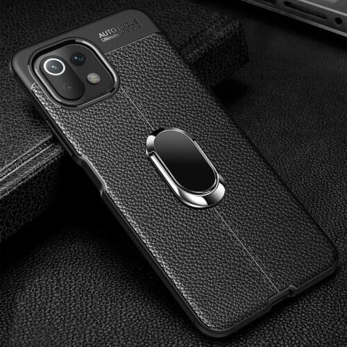 For Xiaomi Mi 11 Lite case Mi11 Slim Soft silicone Fiber Ring Holder cover For xiaomi mi 11i 10S mi 10T Pro mi Note 10