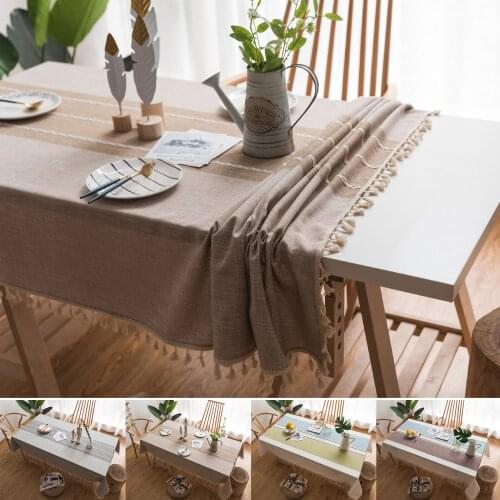 Plaid Decorative Tablecloth With Tassel Washable Thick Rectangular Tablecover for Wedding Dining Table Cover Tea Table Cloth D30