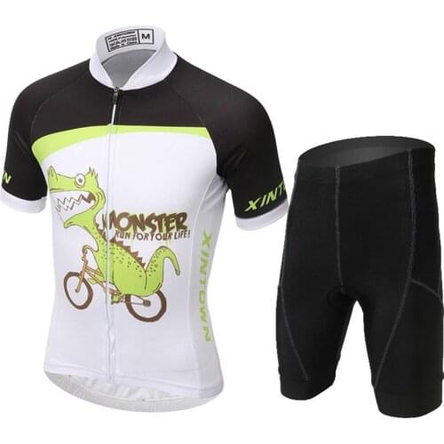 Amur Leopard Children Bike Cycling Jersey Set Sports T-shirts with Bicycle Padded Shorts Kit Cartoon Animal
