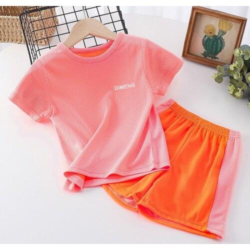 Children Suit Boys and Girls Quick-drying Short-sleeve Sports Tops and Shorts Two-piece Kids Clothing